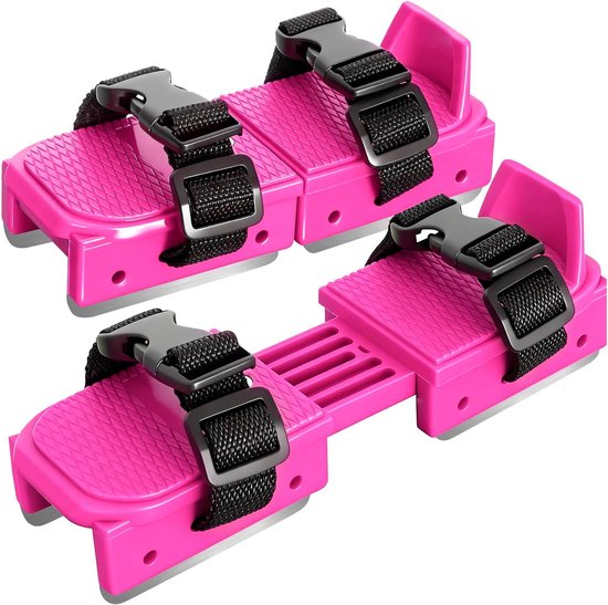 Adjustable Kids' Skates - Double Blade for Stability - With Straps & Shoe Size 16-21 - Pink