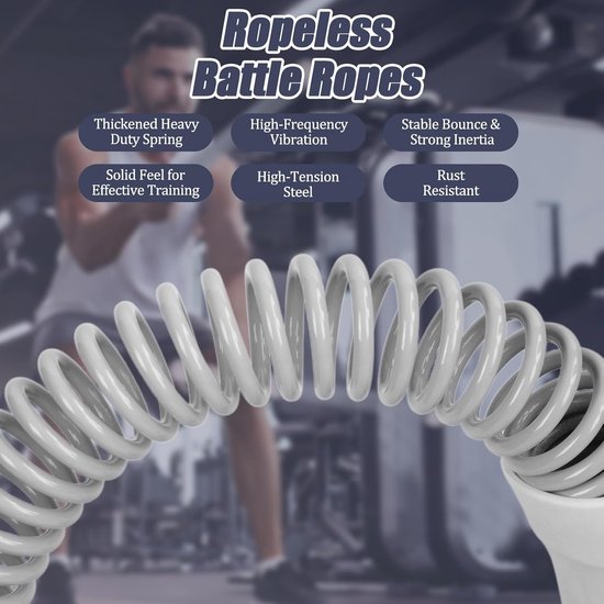 2-Pack Cordless Battle Ropes - Battle Rope - Fitness Rope - Soft Grip - For Home Gym & HIIT - Portable Arm and Core Trainer - Gray