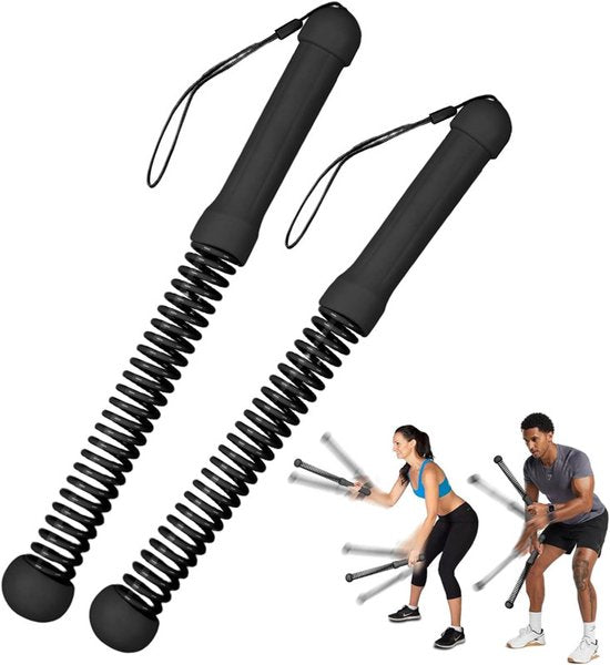 2-Pack Cordless Battle Ropes - Battle Rope - Fitness Rope - Soft Grip - For Home Gym & HIIT - Portable Arm and Core Trainer - Black