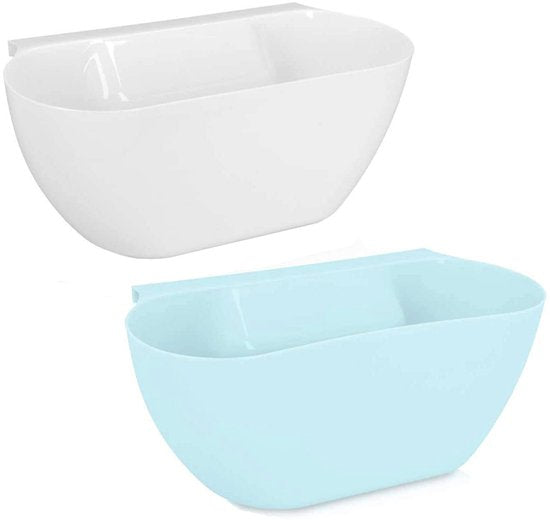 Wall-Mounted Waste Bins - Pack of 2 - Kitchen Waste Bins, Hanging Bins, Kitchen Waste Bins - Hanging Storage Boxes - White and Blue