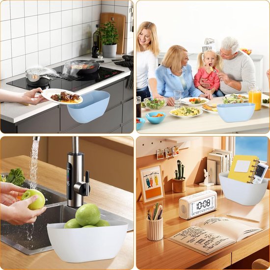 Wall-Mounted Waste Bins - Pack of 2 - Kitchen Waste Bins, Hanging Bins, Kitchen Waste Bins - Hanging Storage Boxes - White and Blue