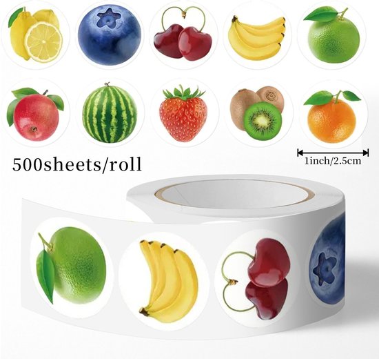 Stickers - 500 stickers - Diary stickers - Laptop decoration stickers - Fruit sticker roll