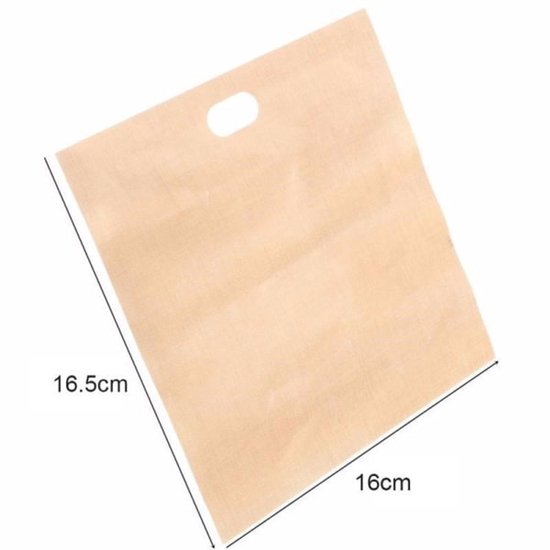 Toaster Bags - Pack of 10 - Reusable Toaster Bags - Heat Resistant Non-Stick Toaster Bags - For Baking Cheese and Snacks - 16.5 x 16 cm