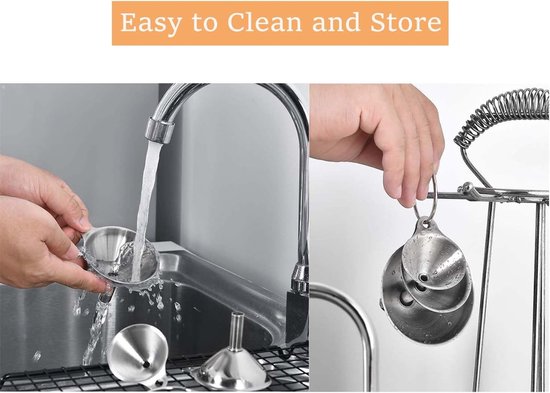 Funnels - Set of 3 - Stainless Steel Funnels - Food Grade Mini Kitchen Funnels - For transferring essential oils and liquids; small funnels for filling bottles, flasks, and boiling.