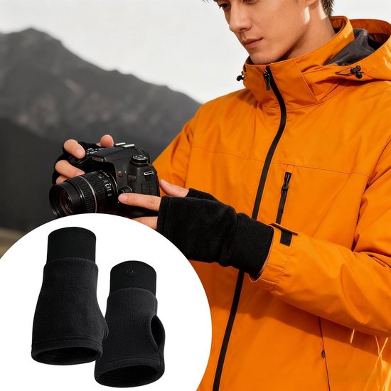 Gloves - Half-finger gloves - Warm winter gloves - Suitable for commuting, office work and driving - Black