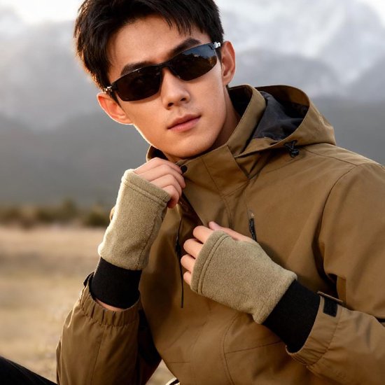 Gloves - Half-finger gloves - Warm winter gloves - Suitable for commuting, office work and driving - Green