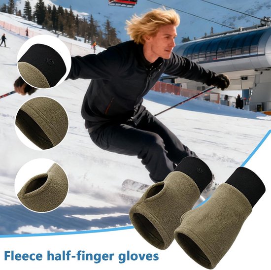 Gloves - Half-finger gloves - Warm winter gloves - Suitable for commuting, office work and driving - Green