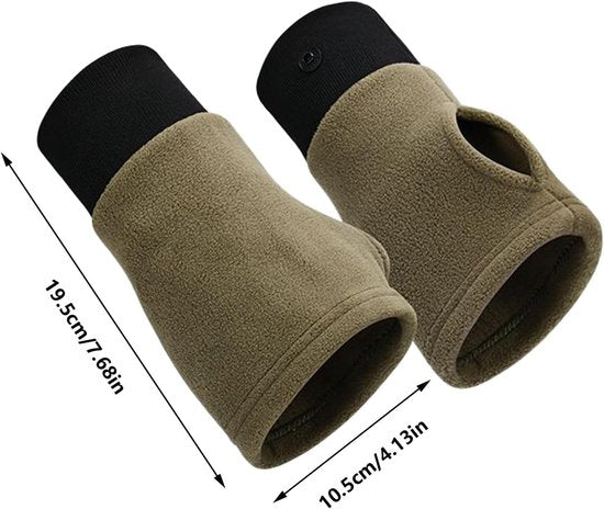 Gloves - Half-finger gloves - Warm winter gloves - Suitable for commuting, office work and driving - Green