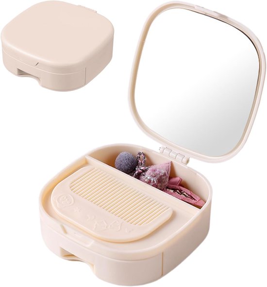 Makeup Mirror - Travel Makeup Mirror - Portable Makeup Mirror with Storage Box - Foldable Compact Mirror with Storage Box - Delicate Storage Box