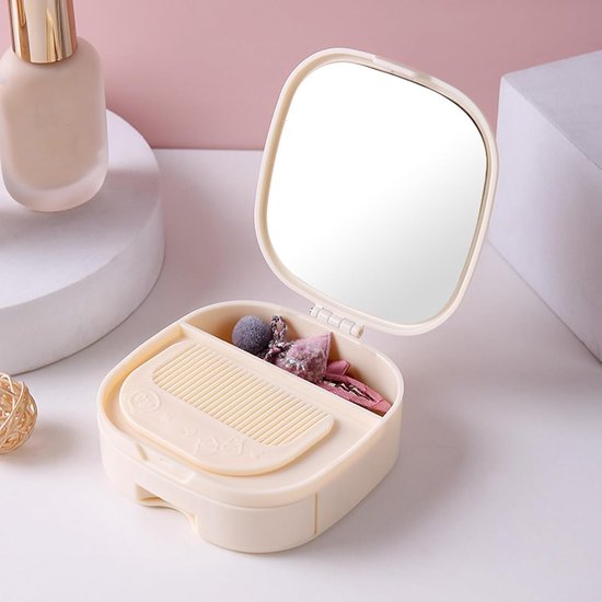 Makeup Mirror - Travel Makeup Mirror - Portable Makeup Mirror with Storage Box - Foldable Compact Mirror with Storage Box - Delicate Storage Box
