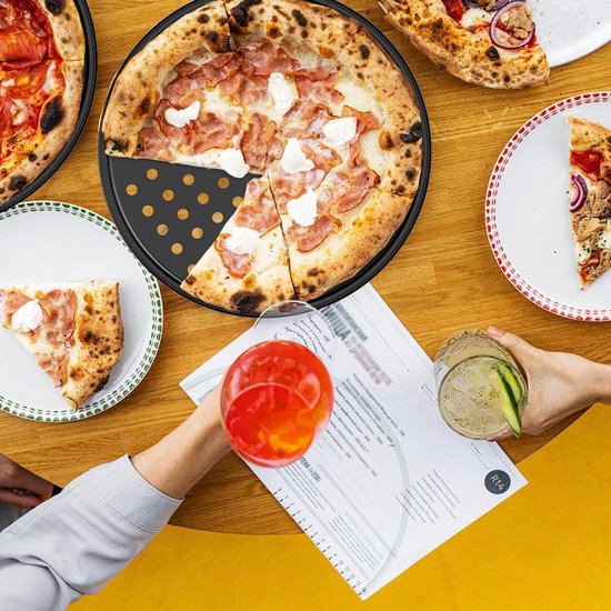 Pizza baking tins - 2 pieces - Non-stick baking tins made of stainless steel - Baking trays for home, kitchen, camping and barbecue - Round baking tins - 24 cm and 26 cm