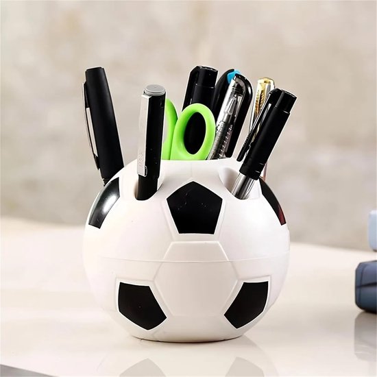 Multifunctional pen holder - football-shaped pen holder - student pen holder - plastic pen holder - storage box for toothpaste and toothbrush - black