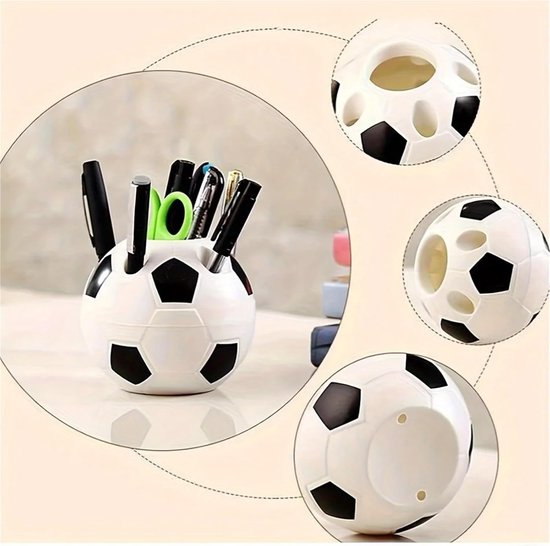 Multifunctional pen holder - football-shaped pen holder - student pen holder - plastic pen holder - storage box for toothpaste and toothbrush - black