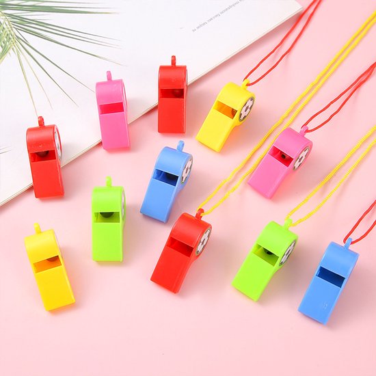 Soccer Whistles - Stadium Cheering Accessories - 24-Piece Set - Sports Whistles - Soccer | Football | Soccer Sticker Whistles (with String)