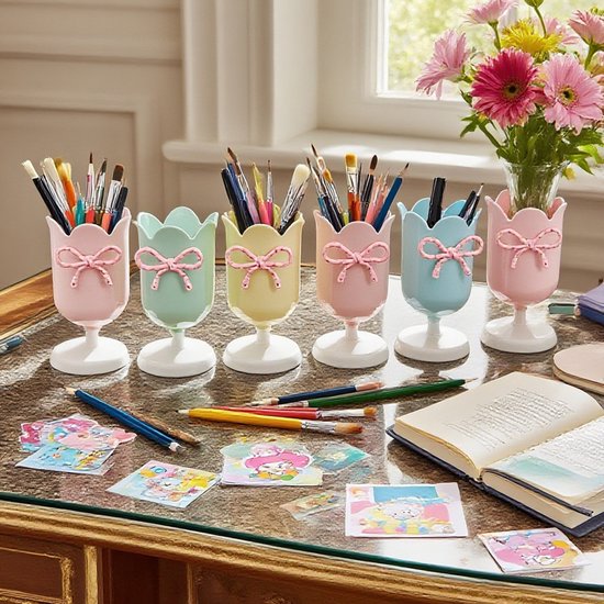 Tulip-shaped pen holder - pen rack - creative desk decoration - refined (Purple)