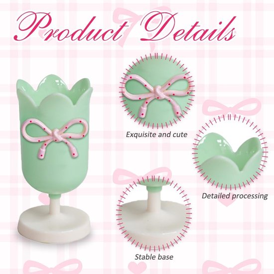 Tulip-shaped pen holder - pen rack - creative desk decoration - refined (Pink)