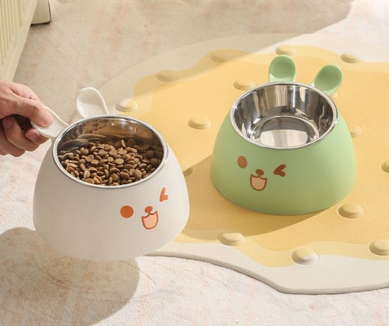 Cat Litter Box - Cat Food Bowl - Non-Slip Design - Pet Food Bowl - Plastic and Stainless Steel Design - Suitable for Cats and Small Dogs - Pink