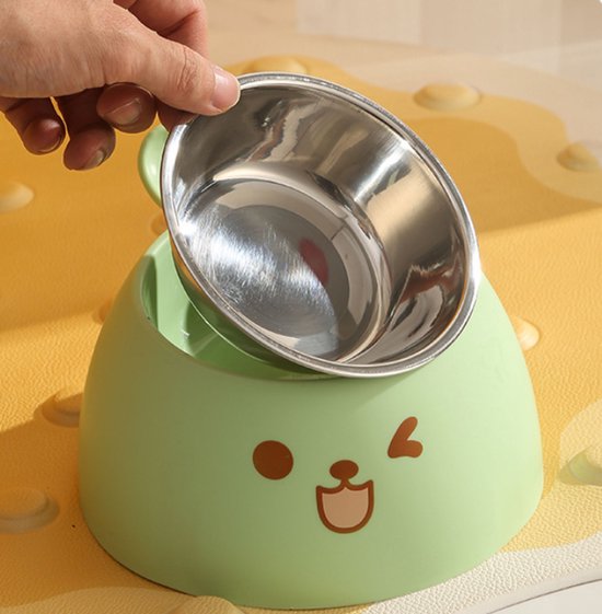 Cat Litter Box - Cat Food Bowl - Non-Slip Design - Pet Food Bowl - Plastic and Stainless Steel Design - Suitable for Cats and Small Dogs - Vegetable