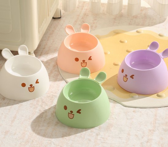 Cat Litter Box - Cat Food Bowl - Non-Slip Design - Pet Food Bowl - Plastic and Stainless Steel Design - Suitable for Cats and Small Dogs - Vegetable