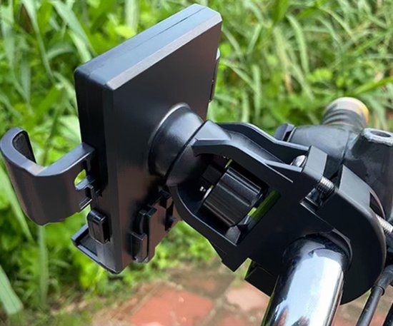 Phone Stand - Bike Phone Holder - Anti-slip Design - Lock in One Second - 360° Rotation - Suitable for Bicycle and Motorcycle Handlebars from 15mm to 28mm, Compatible with Smartphones from 4.7 to 7.1 Inches - Black