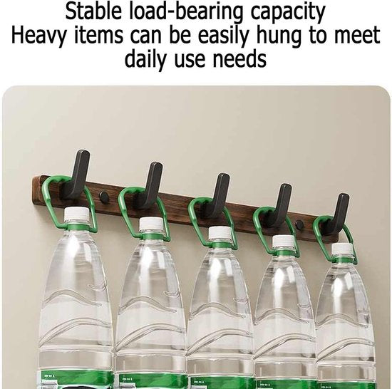 Coat rack - Wall coat rack - Coat rack with hooks - Storage rack - 35 × 3 cm - Wooden coat rack - Walnut - 4 hooks - Walnut wood color