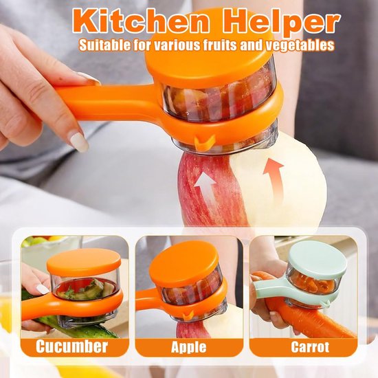 Vegetable Peeler - Fruit and Vegetable Peeler - with Storage Box - Safe and Efficient - Double-Sided Sharp Stainless Steel Blades - Easy to Clean - Process Fruits and Vegetables Easily and Conveniently - Set of 2 (Orange)