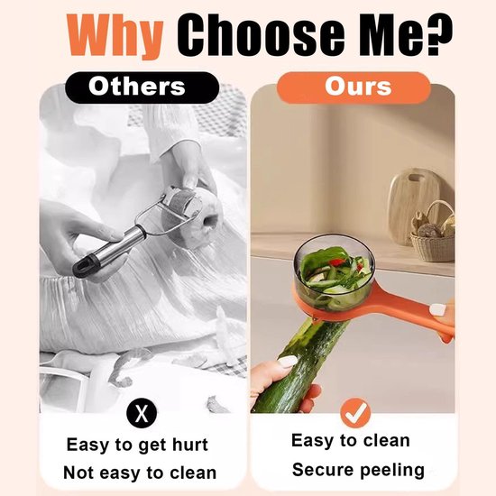 Vegetable Peeler - Fruit and Vegetable Peeler - with Storage Box - Safe and Efficient - Double-Sided Sharp Stainless Steel Blades - Easy to Clean - Process Fruits and Vegetables Easily and Conveniently - Set of 2 (Orange)