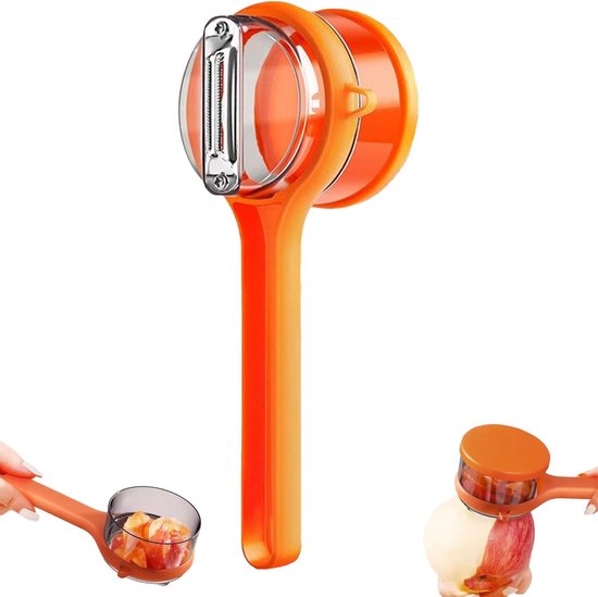 Vegetable Peeler - Fruit and Vegetable Peeler - with Storage Box - Safe and Efficient - Double-Sided Sharp Stainless Steel Blades - Easy to Clean - Process Fruits and Vegetables Easily and Conveniently - Set of 2 (Orange)