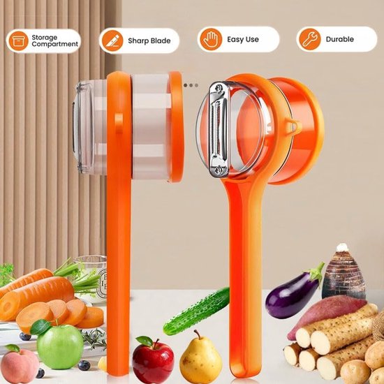Vegetable Peeler - Fruit and Vegetable Peeler - with Storage Box - Safe and Efficient - Double-Sided Sharp Stainless Steel Blades - Easy to Clean - Process Fruits and Vegetables Easily and Conveniently - Set of 2 (Orange)