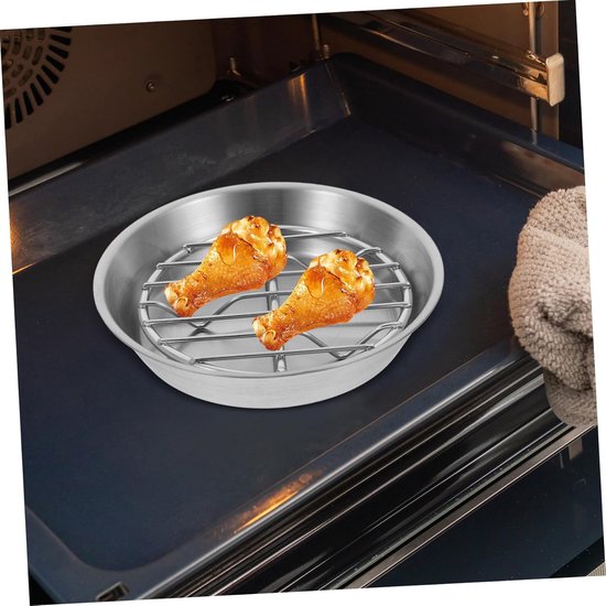 Baking tray for air fryer - Air fryer baking pan - Air fryer accessories - Baking tray with rack - Made of 304 stainless steel - 12 cm