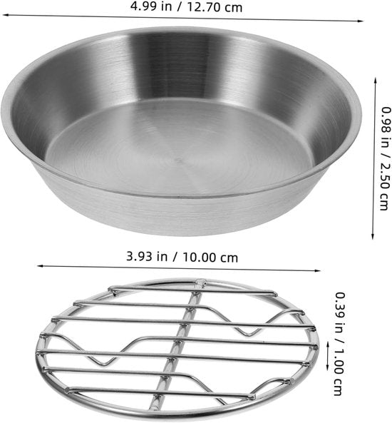 Baking tray for air fryer - Air fryer baking pan - Air fryer accessories - Baking tray with rack - Made of 304 stainless steel - 12 cm