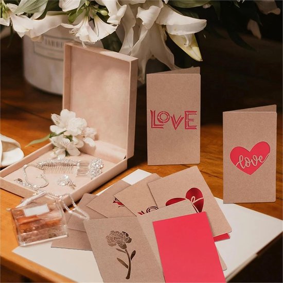 Set of 6 Valentine's Day Envelopes - Valentine's Day and Mother's Day Cards - Hollowed Heart Flowers - Birthday Party Supplies - Wedding Invitations