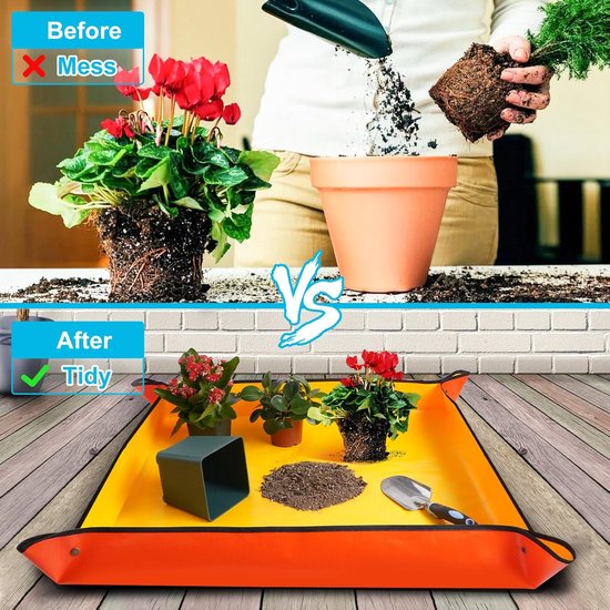Houseplant Transplant Mat – Foldable and Portable Transplanting Mat to Prevent Soil Spills – Ideal for Succulents – Garden Gift for Plant Lovers (27" x 27")