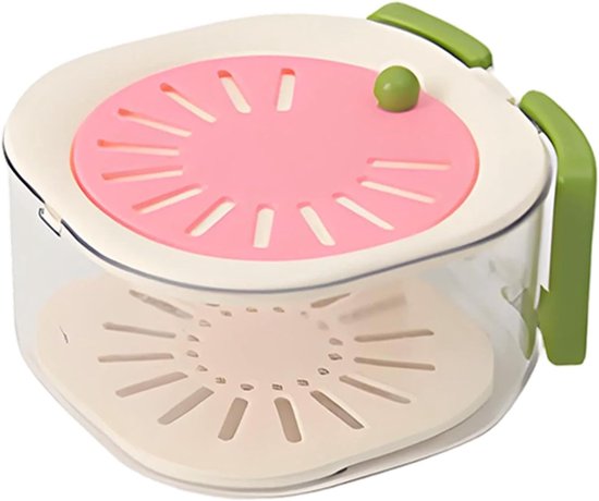 Multifunctional Fruit Washing Basket with Colander and Lid - 2-in-1 Drain Basket &amp; Fruit Colander - Suitable for Kitchen, Refrigerator, Picnic and Camping - Pink