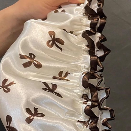 Double Layer Waterproof Shower Cap for Women & Girls – Reusable, Stretchy & Comfortable with Print (Gold)