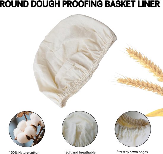 Set of 6 round proofing cloths (25 cm / 10 inch) – Fabric lining for proofing baskets – Natural woven – Ideal for sourdough and bread rising (round, without basket)