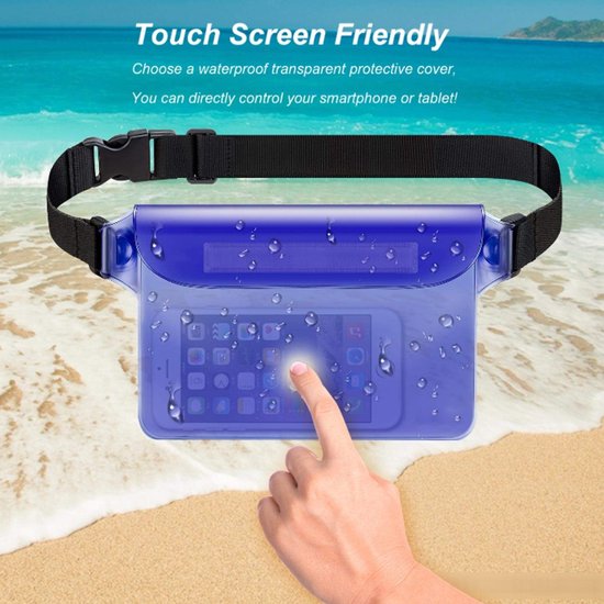 Waterproof Triple Zipper Waist Pack & Touchscreen Phone Case – 2-Piece Set – Ideal for Beach, Cruise, Swimming, Kayaking & Outdoor Activities（Black）