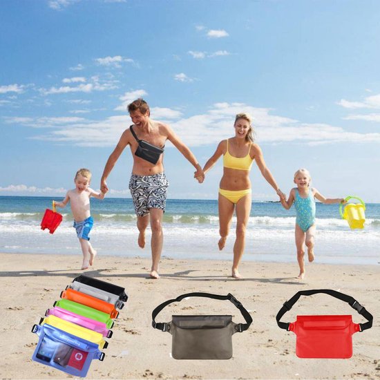 Waterproof Triple Zipper Waist Pack & Touchscreen Phone Case – 2-Piece Set – Ideal for Beach, Cruise, Swimming, Kayaking & Outdoor Activities（Black）