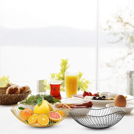 Fruit basket - fruit bowl - metal fruit bowl - 1 fruit basket - fruit basket - wire fruit basket - suitable for fruit, vegetables, groceries and decoration (black)