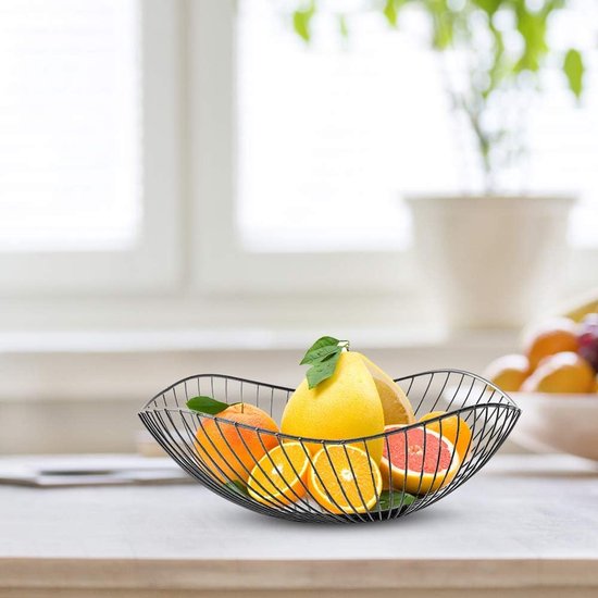 Fruit basket - fruit bowl - metal fruit bowl - 1 fruit basket - fruit basket - wire fruit basket - suitable for fruit, vegetables, groceries and decoration (black)