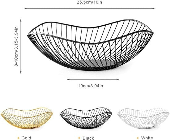 Fruit basket - fruit bowl - metal fruit bowl - 1 fruit basket - fruit basket - wire fruit basket - suitable for fruit, vegetables, groceries and decoration (black)