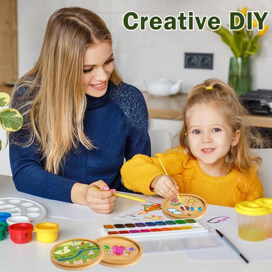 Coasters - Set of 8 - Round coasters - Wooden coasters - Suitable for water glasses, ornaments, candles, potted plants, etc.