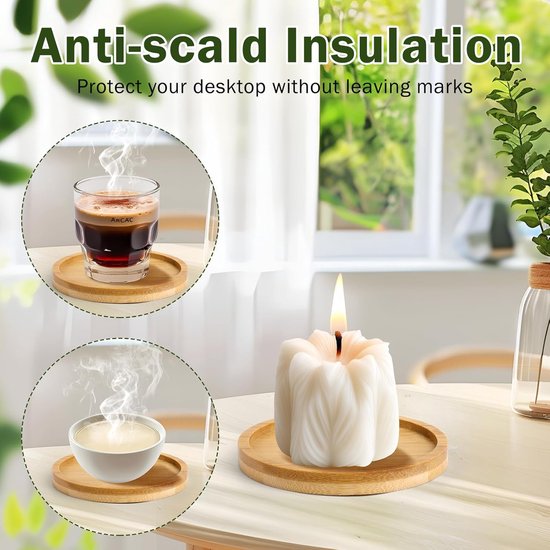 Coasters - Set of 8 - Round coasters - Wooden coasters - Suitable for water glasses, ornaments, candles, potted plants, etc.