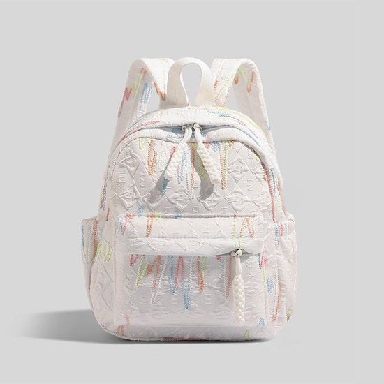Backpack – Stylish and practical lightweight backpack – With two zippered compartments and adjustable shoulder strap – Fashionable design for girls, children and adults – White