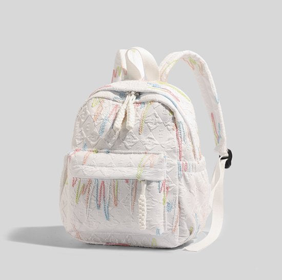 Backpack – Stylish and practical lightweight backpack – With two zippered compartments and adjustable shoulder strap – Fashionable design for girls, children and adults – White