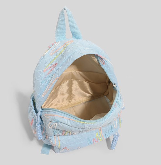 Backpack – Stylish and practical lightweight backpack – With two zippered compartments and adjustable shoulder strap – Fashionable design for girls, children and adults – White