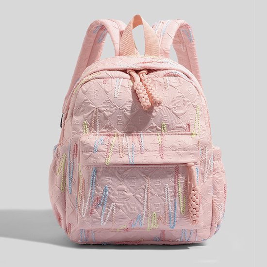 Backpack – Stylish and practical lightweight backpack – With two zippered compartments and adjustable shoulder strap – Fashionable design for girls, children and adults – Pink
