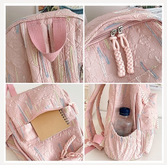 Backpack – Stylish and practical lightweight backpack – With two zippered compartments and adjustable shoulder strap – Fashionable design for girls, children and adults – Pink