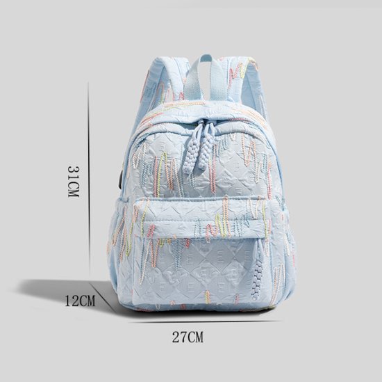 Backpack – Stylish and practical lightweight backpack – With two zippered compartments and adjustable shoulder strap – Fashionable design for girls, children and adults – Blue