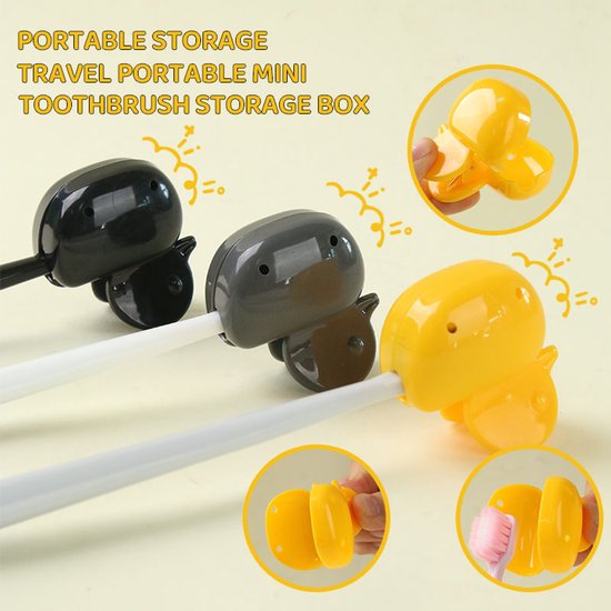Set of 10 Toothbrush Holders - Portable Toothbrush Protectors - Clip-on Toothbrush Head Covers - Cute Duck Design